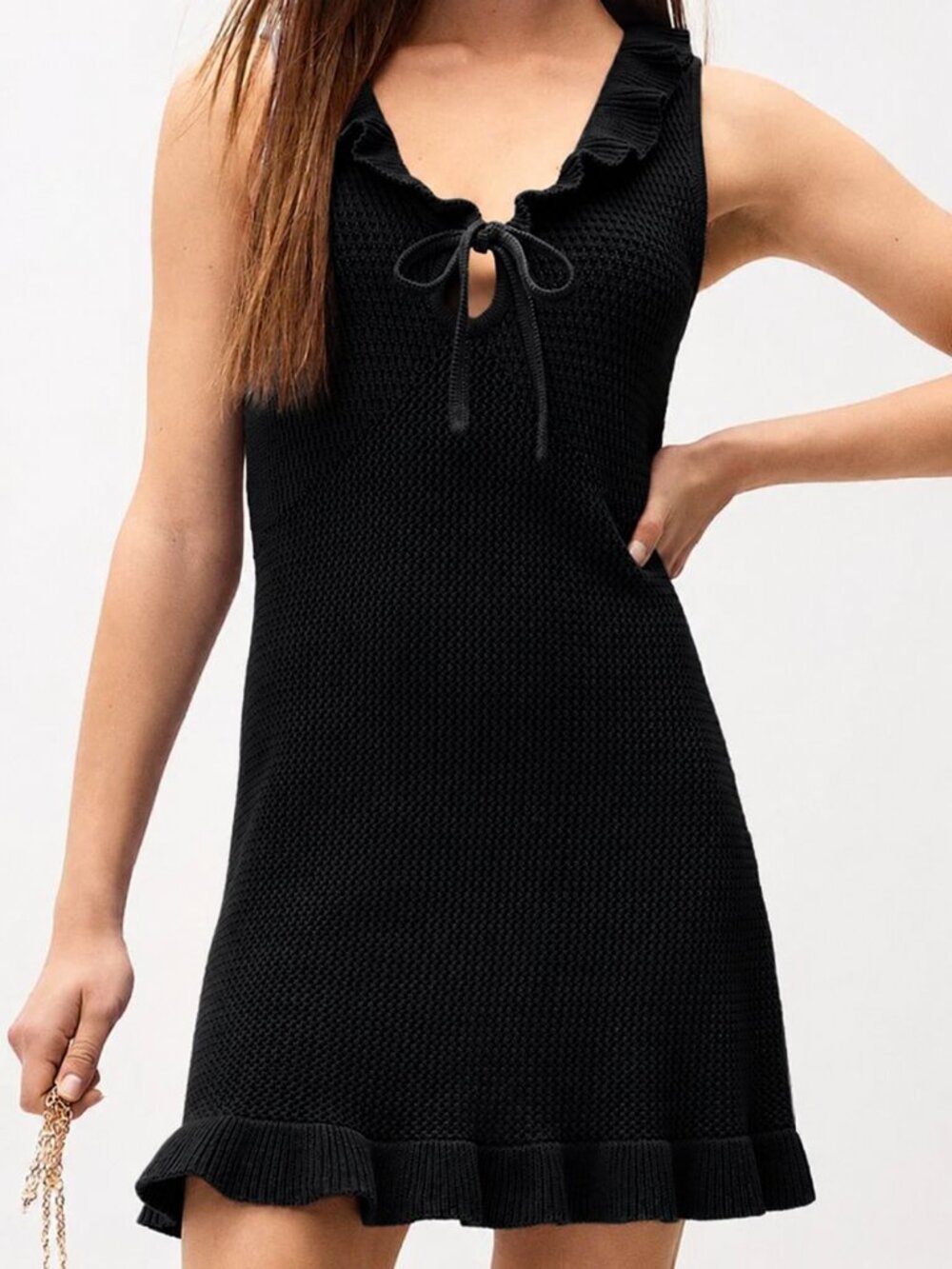 Crochet black mini dress NEW